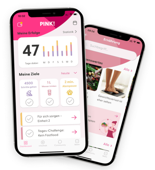 PINK! Coach App auf einem Smartphone