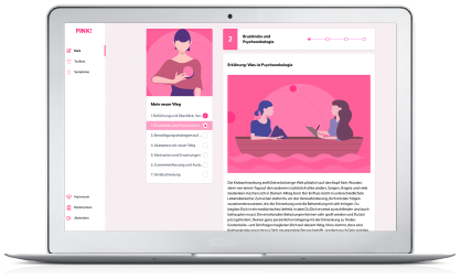 PINK! Leben Web-App auf einem Laptop