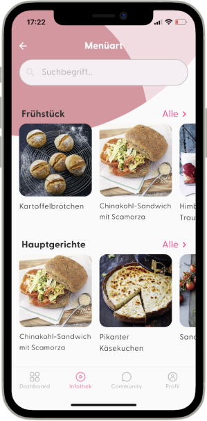 PINK! Coach Mockup Ernährung Rezeptkategorien