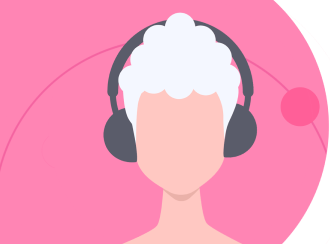 Illustration von einer Frau, die ein Podcast anhört