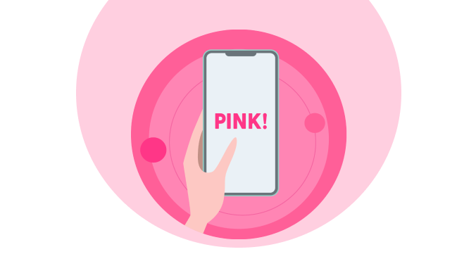Illustration von einer Hand, die ein Handy hält