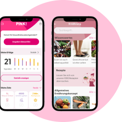 Mockup PINK! Coach App – Dashboard und Ernährungsbereich